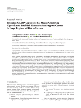 Means Clustering Algorithm to Establish Humanitarian Support Centers in Large Regions at Risk in Mexico