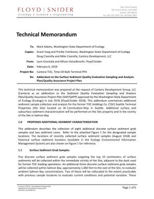 Addendum to the Surface Sediment Quality Evaluation Sampling and Analysis Plan/Quality Assurance Project Plan