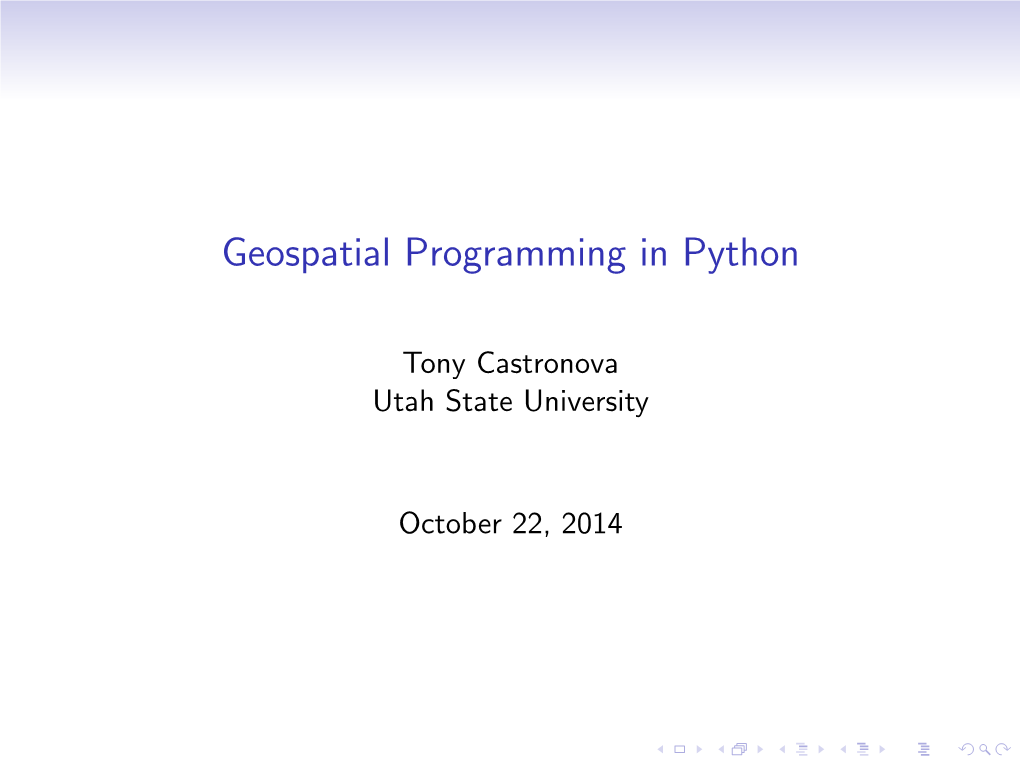 Geospatial Programming in Python