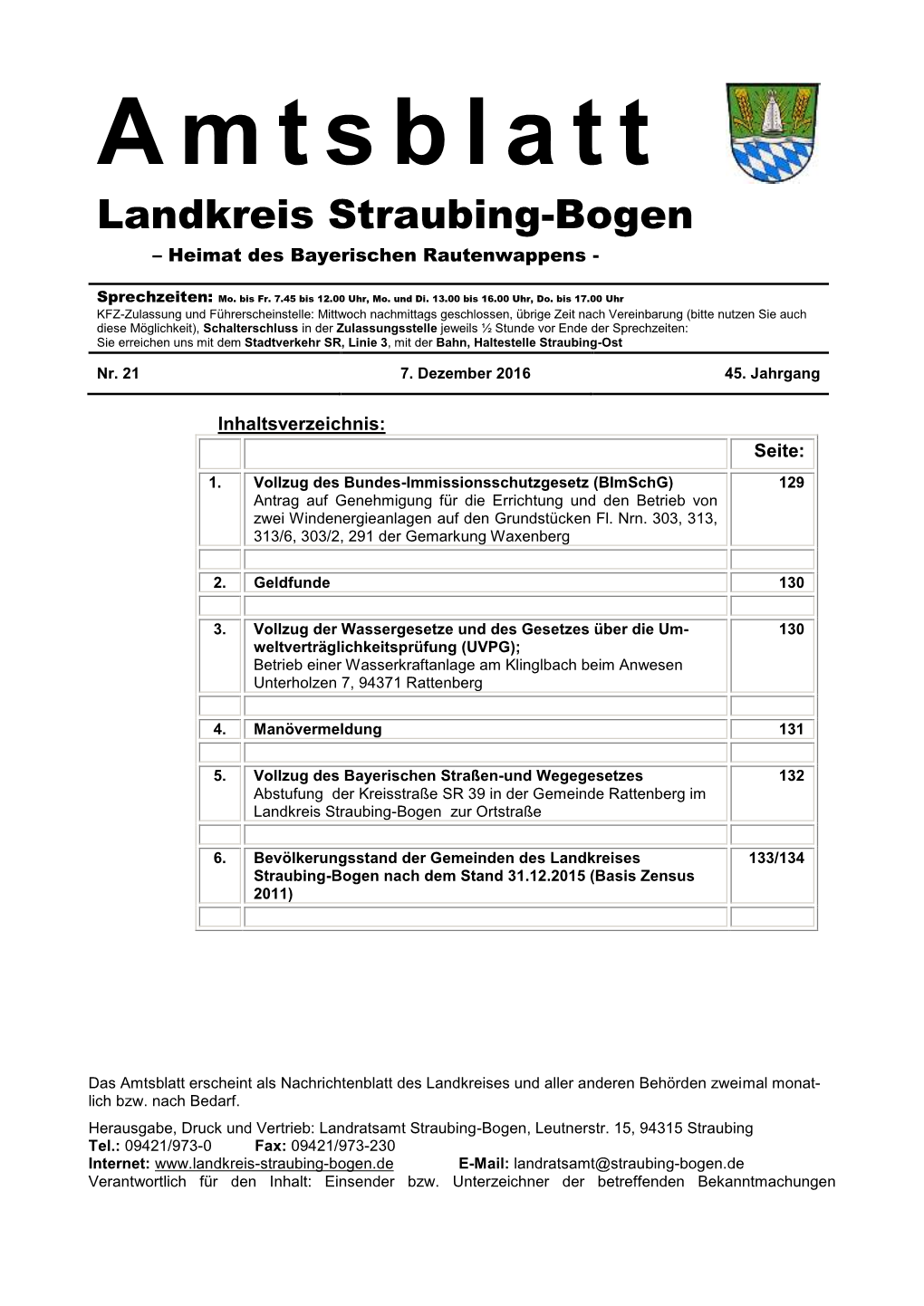 I: Bekanntmachungen Des Landratsamtes