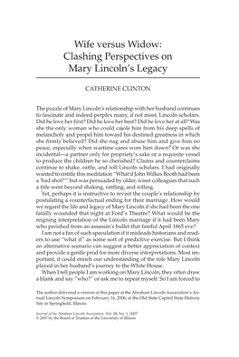 Wife Versus Widow: Clashing Perspectives on Mary Lincoln's