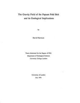 The Gravity Field of the Papuan Fold Belt and Its Geological Implications