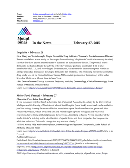 In the News February 27, 2015