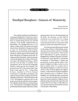 Similipal Biosphere : Genesis of Historicity