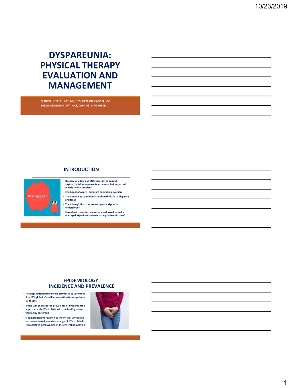 Dyspareunia: Physical Therapy Evaluation and Management