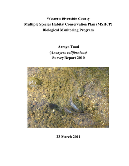Arroyo Toad Survey Report 2010