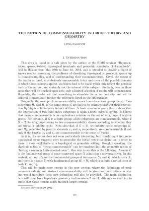 The Notion of Commensurability in Group Theory and Geometry
