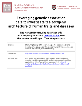 Leveraging Genetic Association Data to Investigate the Polygenic Architecture of Human Traits and Diseases