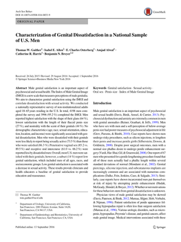 Characterization of Genital Dissatisfaction in a National Sample of U.S
