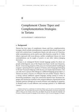 8 Complement Clause Types and Complementation Strategies In