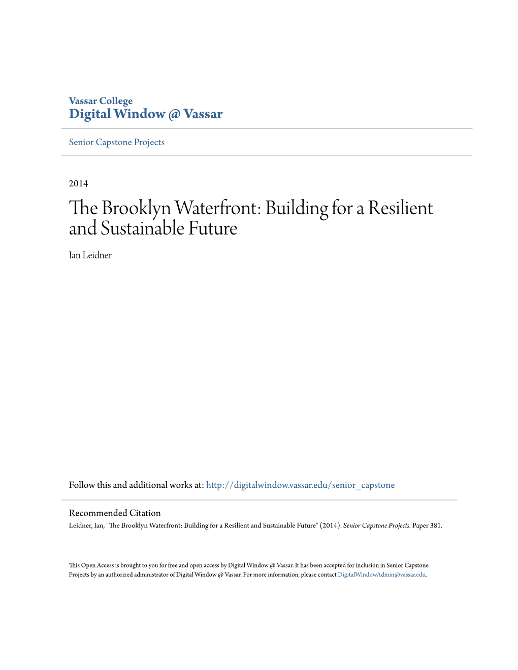 The Brooklyn Waterfront: Building for a Resilient and Sustainable Future