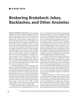 Brokering Brokeback: Jokes, Backlashes, and Other Anxieties