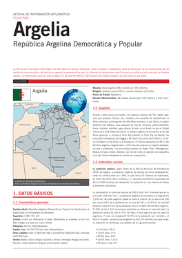FICHA PAÍS Argelia República Argelina Democrática Y Popular