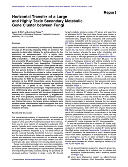 Horizontal Transfer of a Large and Highly Toxic Secondary Metabolic Gene Cluster Between Fungi