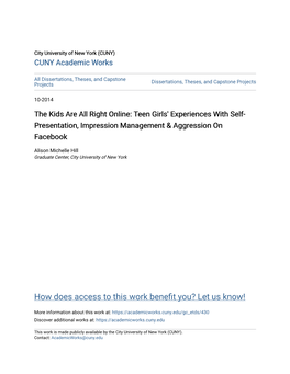 Teen Girls' Experiences with Self-Presentation, Impression