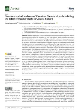 Structure and Abundance of Fusarium Communities Inhabiting the Litter of Beech Forests in Central Europe
