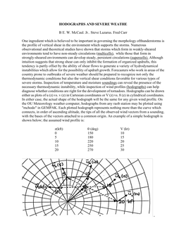 HODOGRAPHS and SEVERE WEATHE B E. W. Mccaul. Jr.. Steve