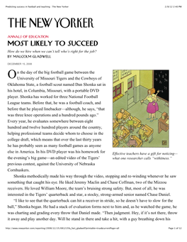 Predicting Success in Football and Teaching : the New Yorker 2/9/12 2:40 PM