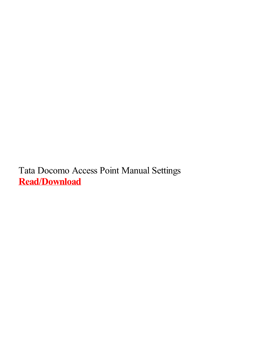 Tata Docomo Access Point Manual Settings