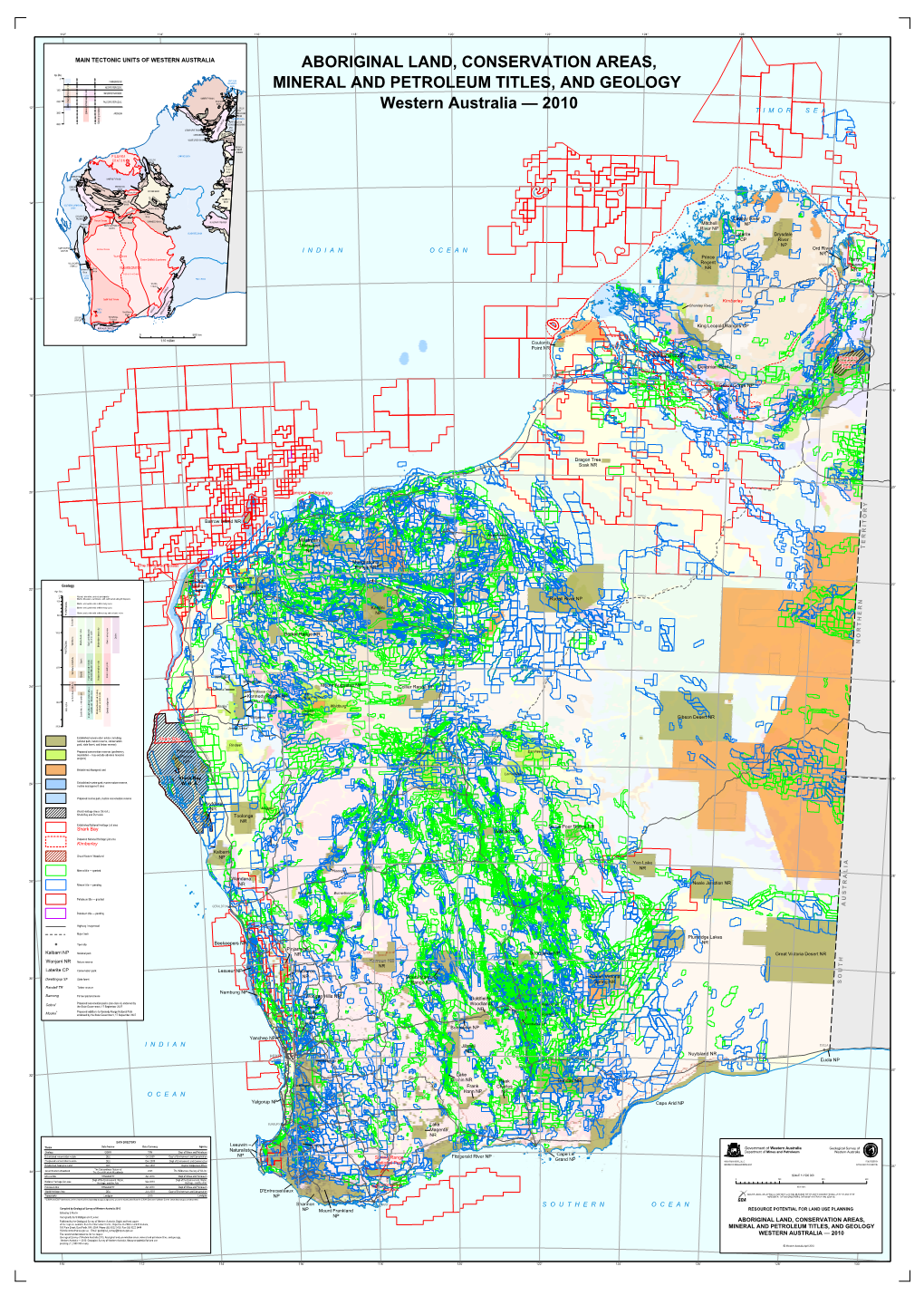 Aboriginal Land, Conservation Areas, Mineral and Petroleum Titles, and Geology, Western Australia