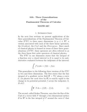 10A– Three Generalizations of the Fundamental Theorem of Calculus MATH 22C