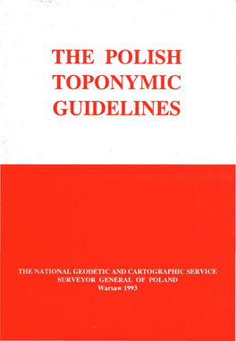 The Polish Toponymic Guidelines Isbn 83-900969-2-7