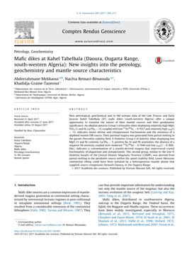 Mafic Dikes at Kahel Tabelbala (Daoura, Ougarta Range, South