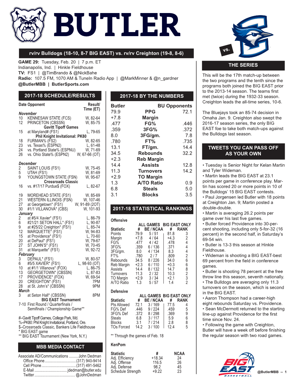 2017-18 Schedule/Results the Series Tweets You Can Pass