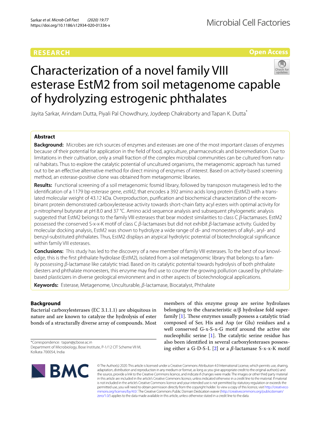 Characterization of a Novel Family VIII Esterase Estm2 from Soil