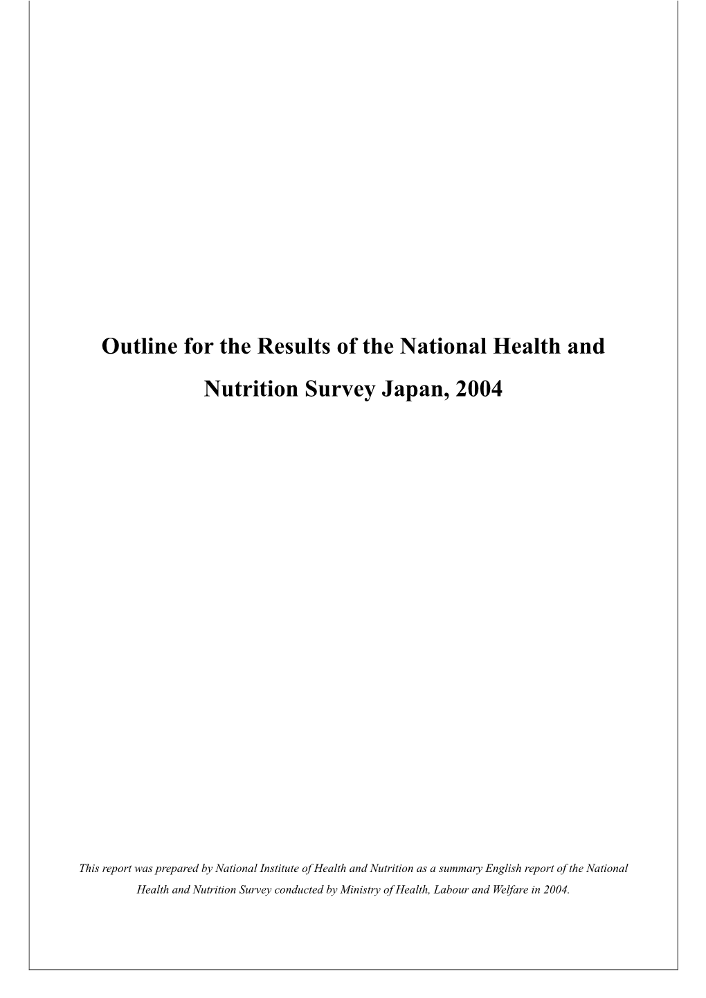 Outline of the National Health and Nutrition Survey Japan, 2004