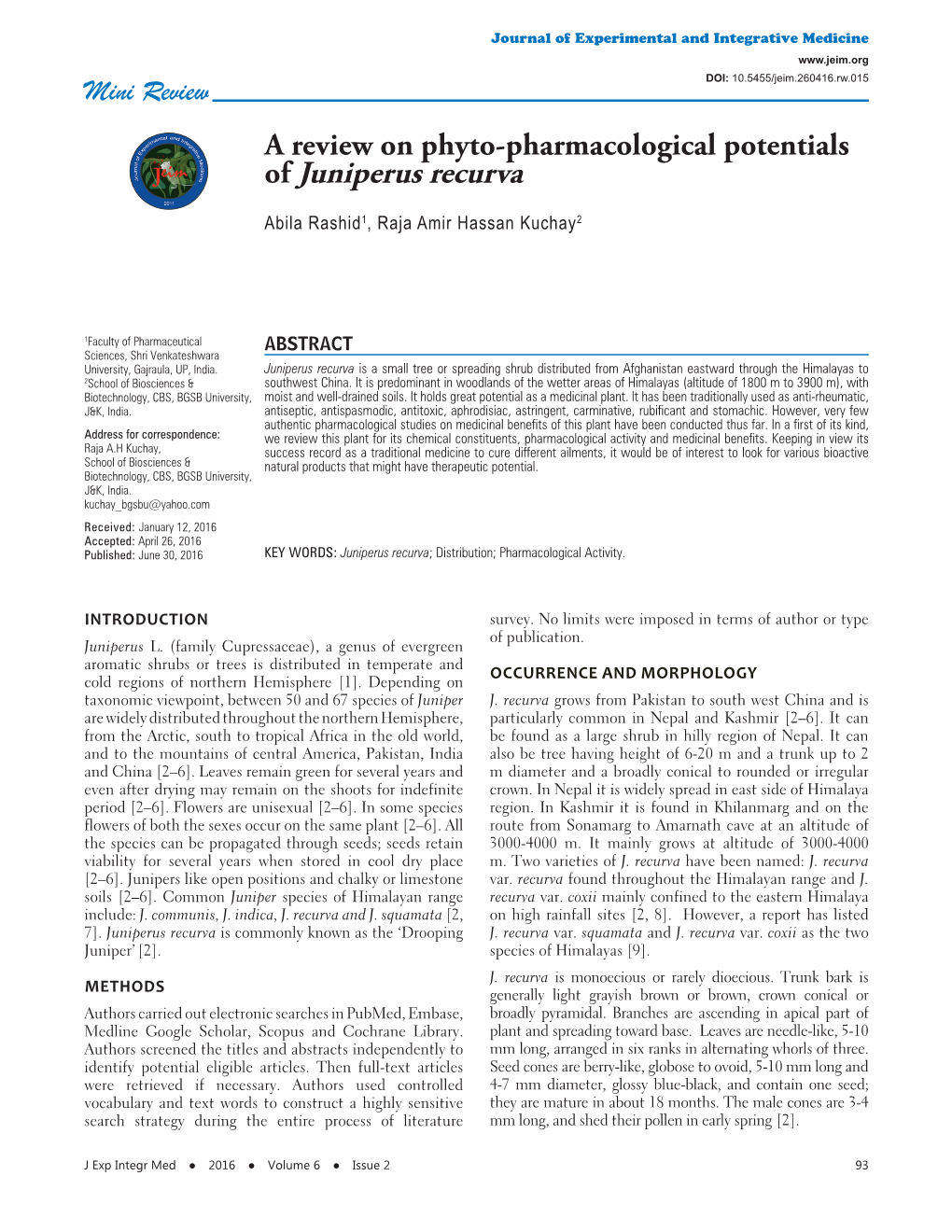 Of Juniperus Recurva