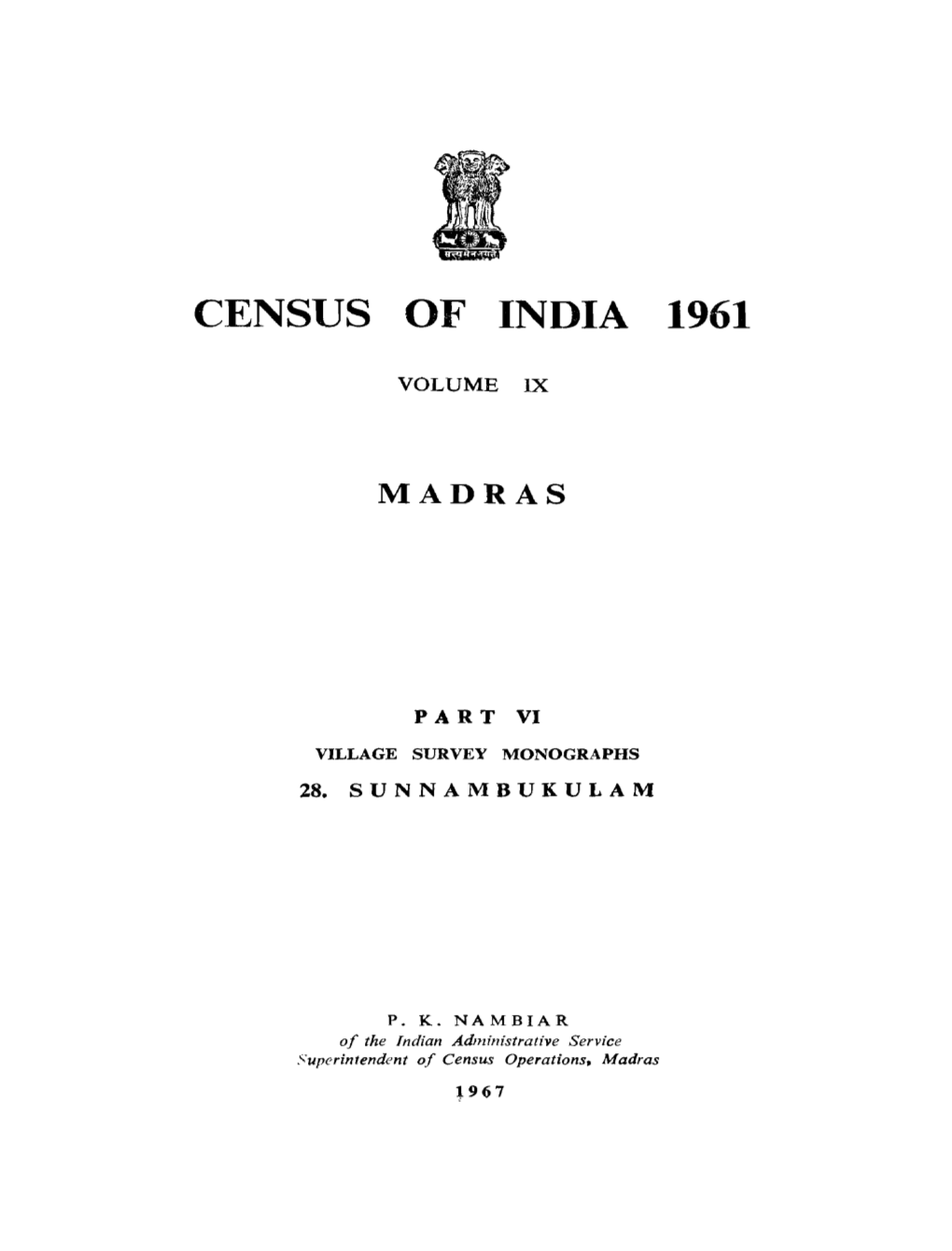 Village Survey Monograph 28. Sunnambukulam Part VI Volume