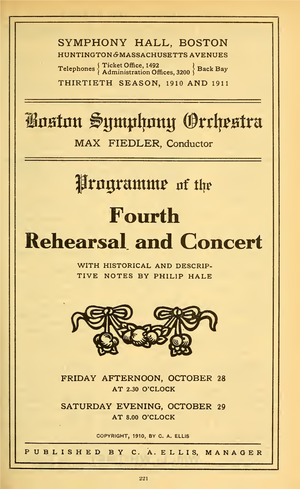 Fourth Rehearsal and Concert