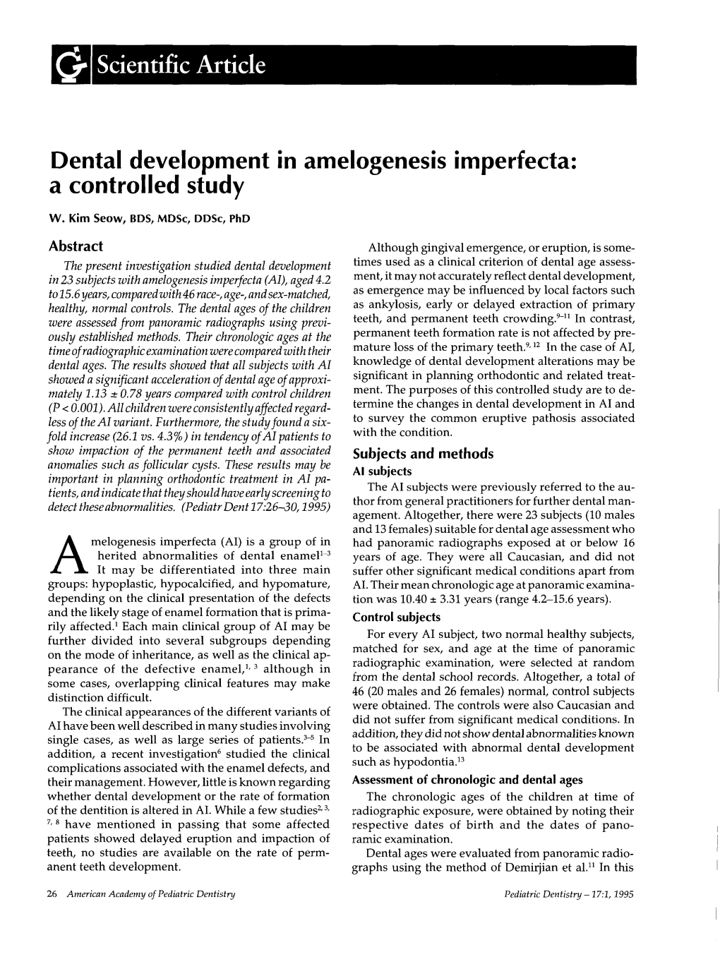 Dental Development in Amelogenesis Imperfecta