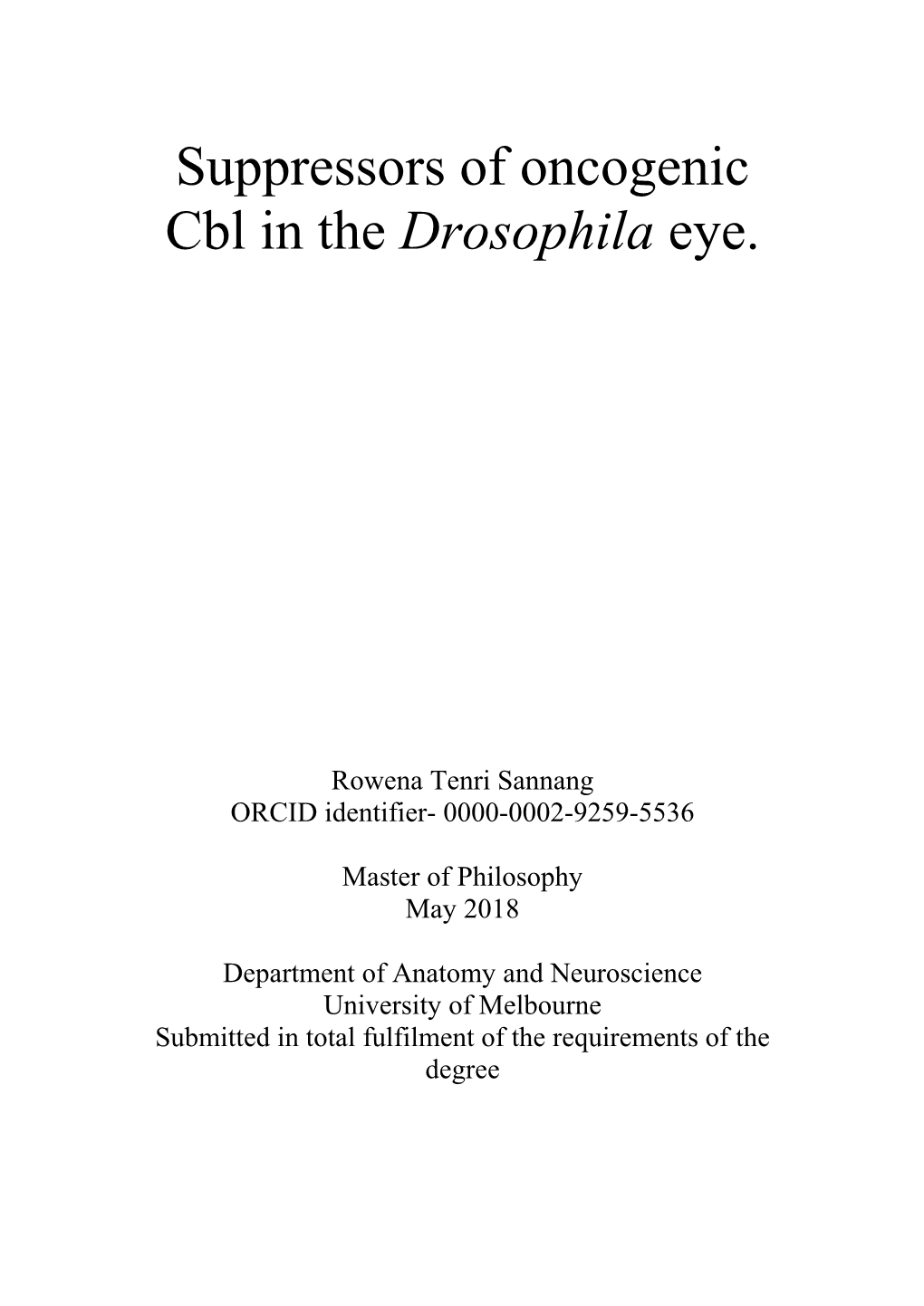 Suppressors of Oncogenic Cbl in the Drosophila Eye