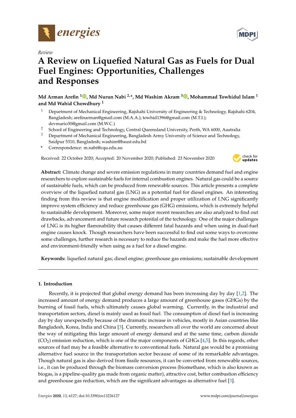 A Review on Liquefied Natural Gas As Fuels for Dual Fuel Engines