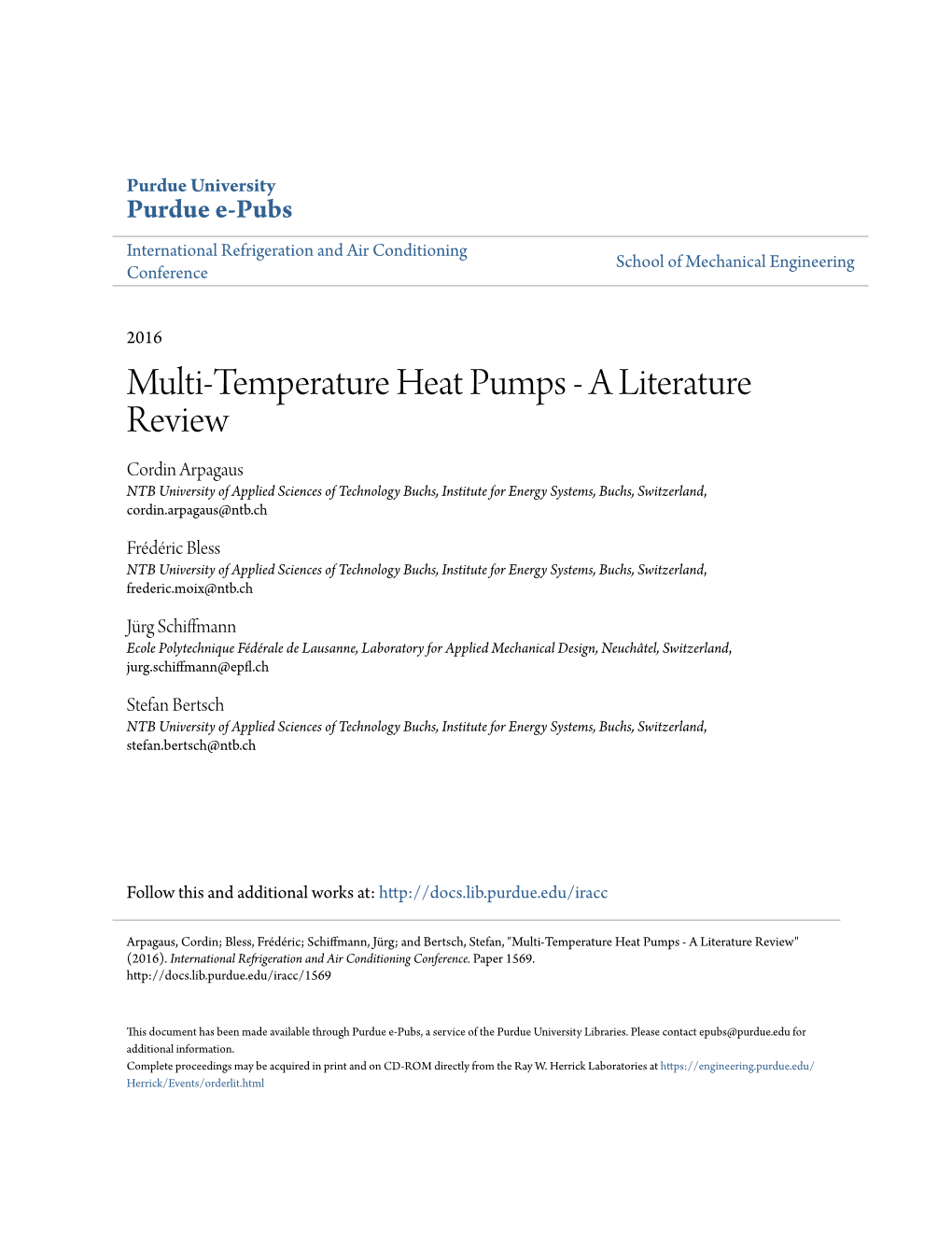 Multi-Temperature Heat Pumps