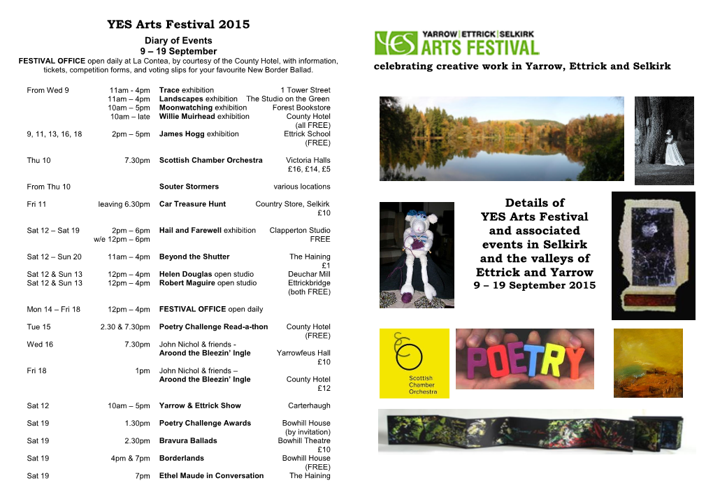 YES Arts Festival 2015 Details of YES Arts Festival and Associated