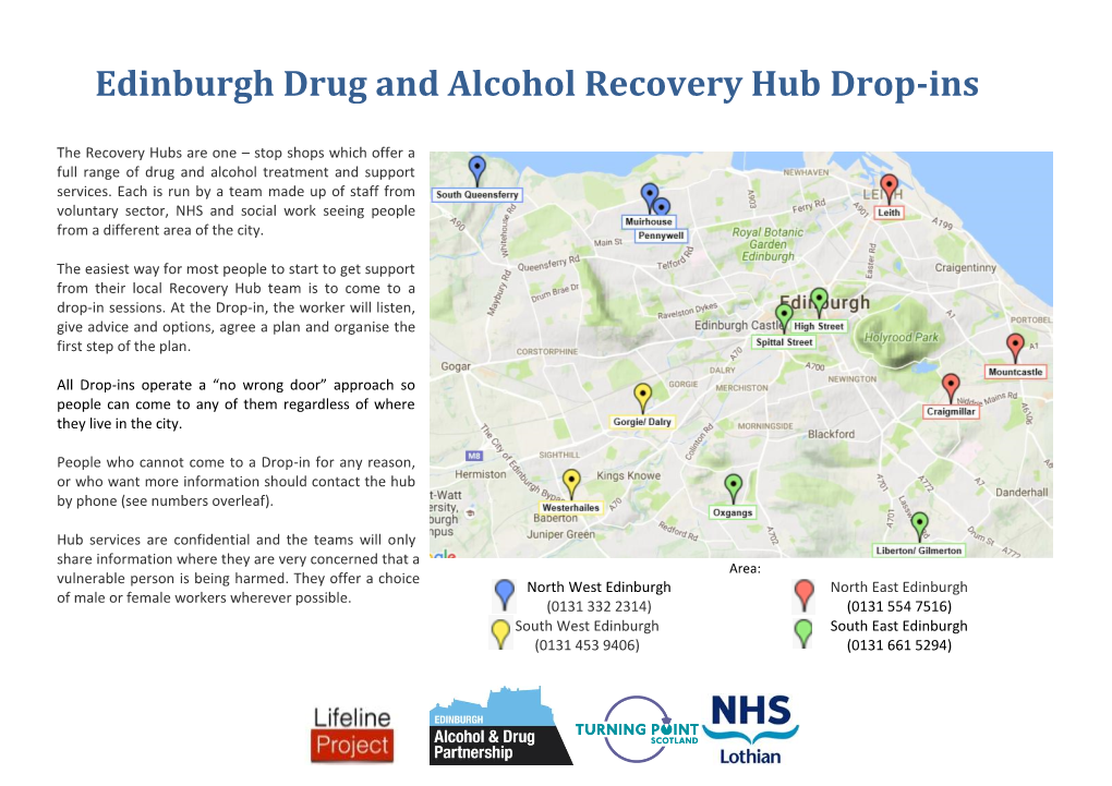 Edinburgh Drug and Alcohol Recovery Hub Drop-Ins