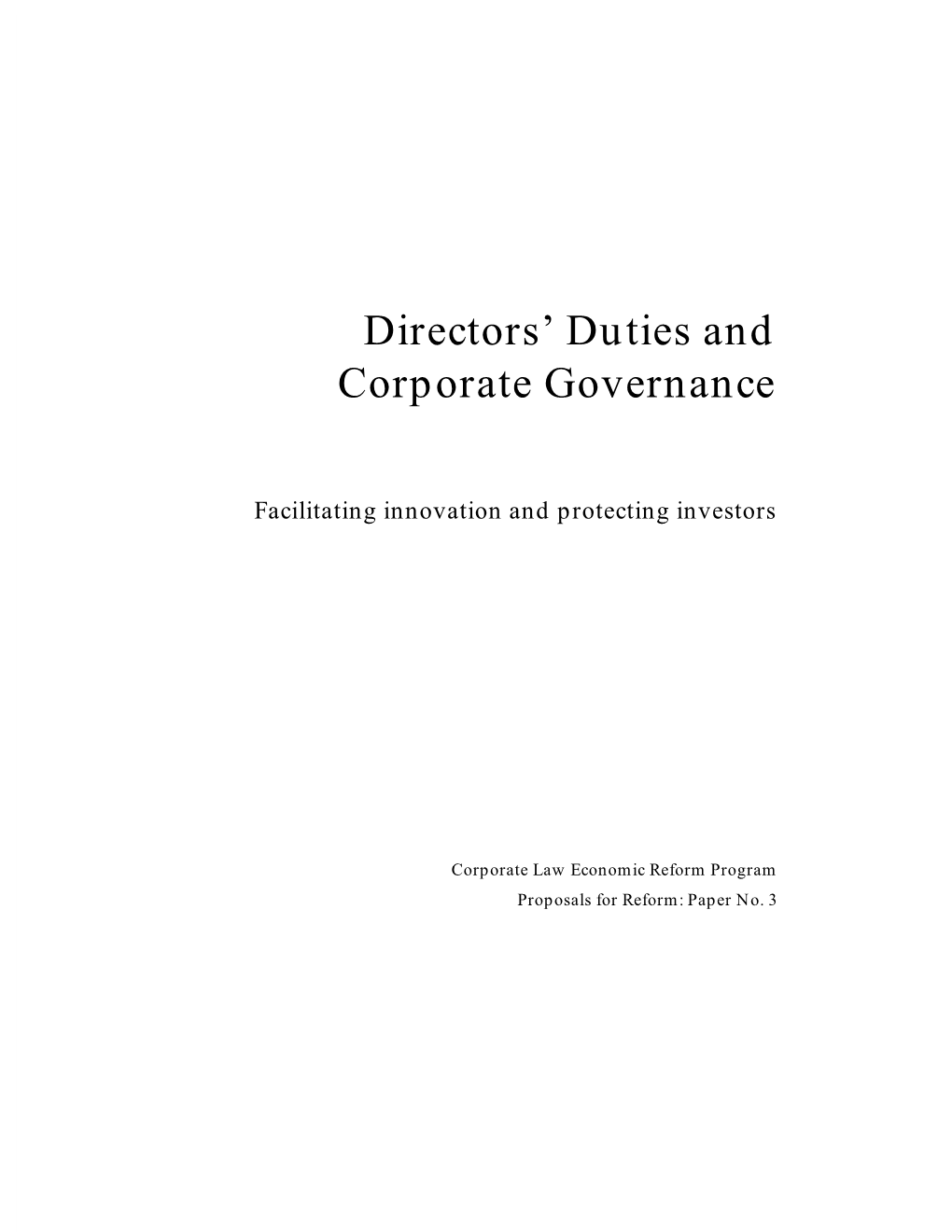 Directors' Duties and Corporate Governance