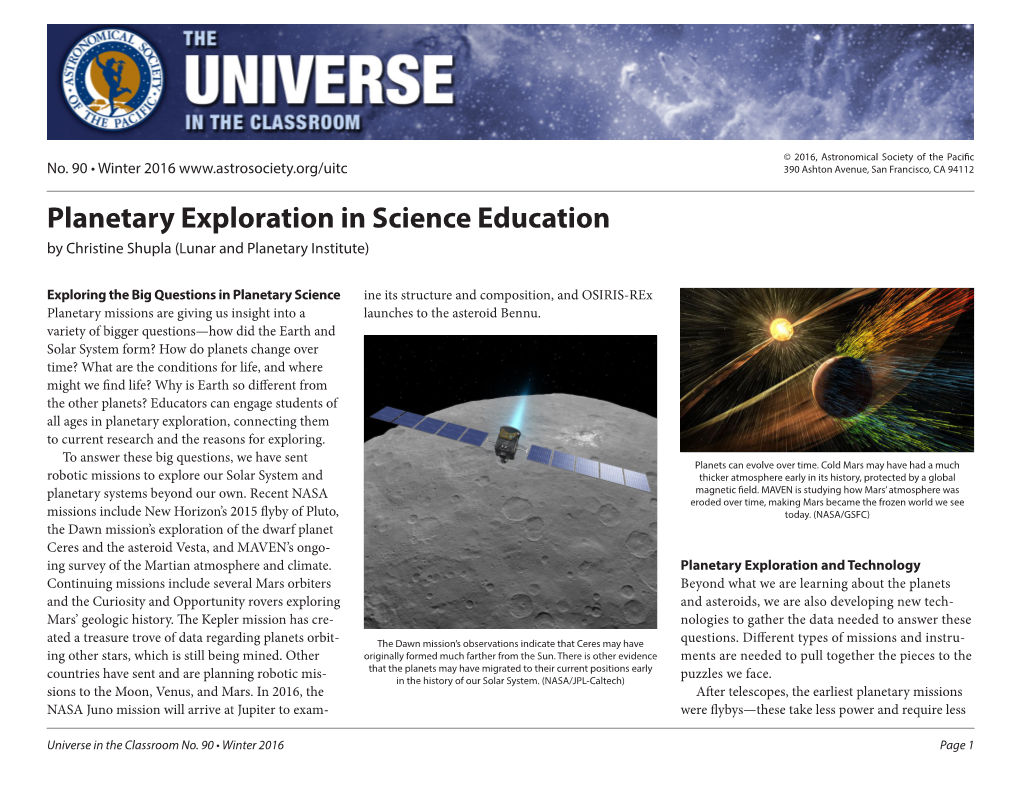 90. Planetary Exploration in Science Education