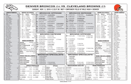 VS. Cleveland Browns (2-5) SUNDAY, NOV