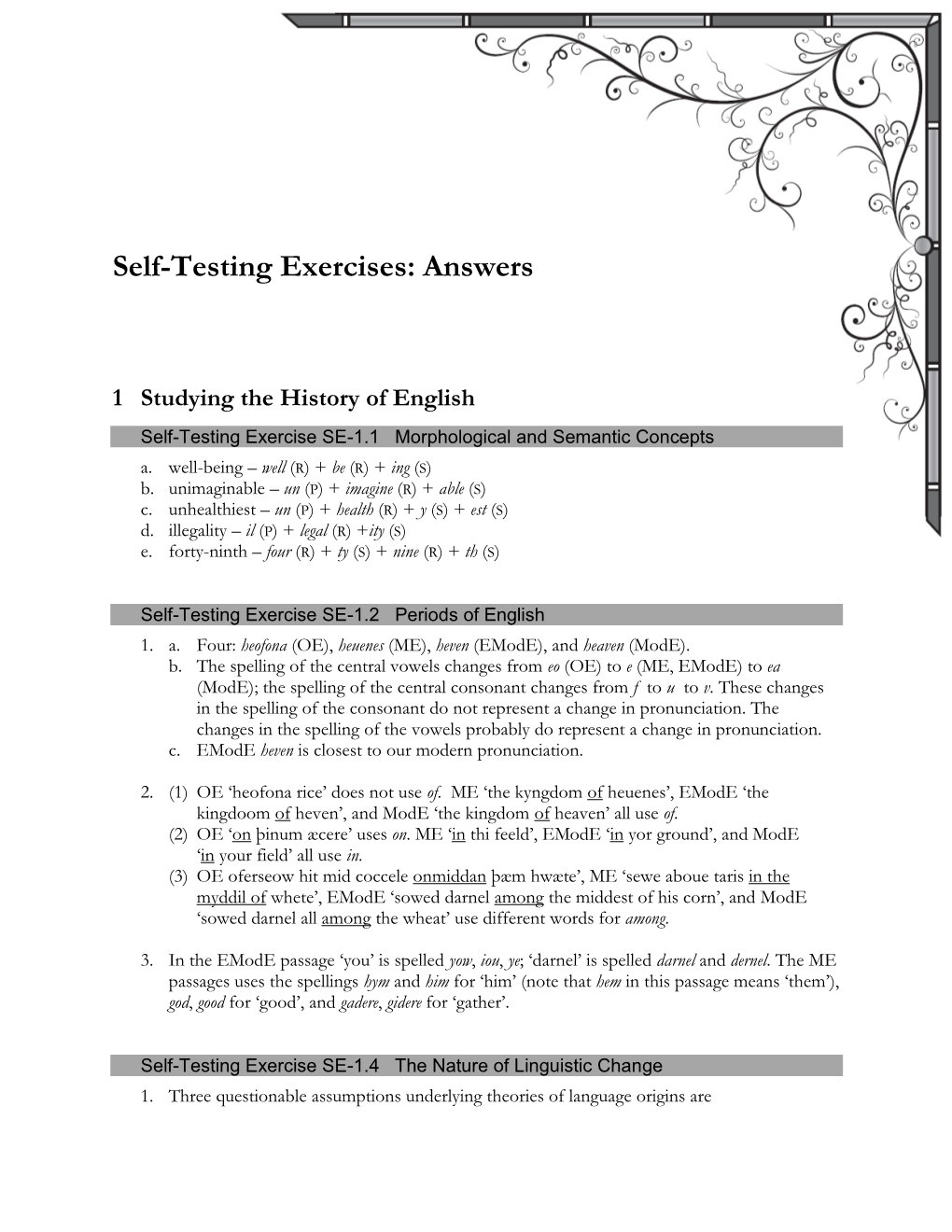 Self-Testing Exercises: Answers