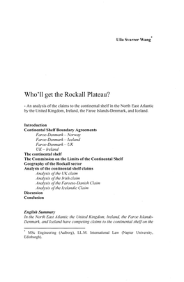 Who'll Get the Rockall Plateau?