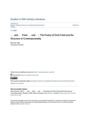 The Poetry of Erich Fried and the Structure of Contemporaneity