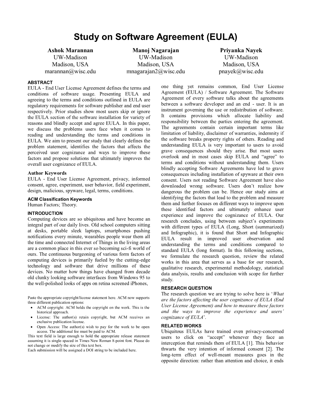 SIGCHI Conference Paper Format