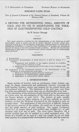 A Method for Determining Small Amounts of Gold, and Its Use in Ascertaining the Thick