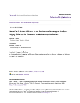 Near-Earth Asteroid Resources: Review and Analogue Study of Highly Siderophile Elements in Main-Group Pallasites