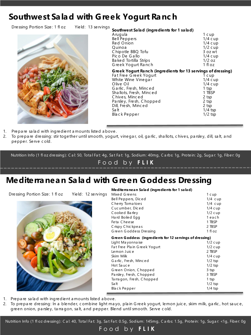 Southwest Salad with Greek Yogurt Ranch Mediterranean Salad with Green Goddess Dressing