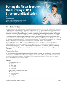 The Discovery of DNA Structure and Replication by Kevin M